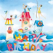 Postkarte Happy Birthday, Am Meer